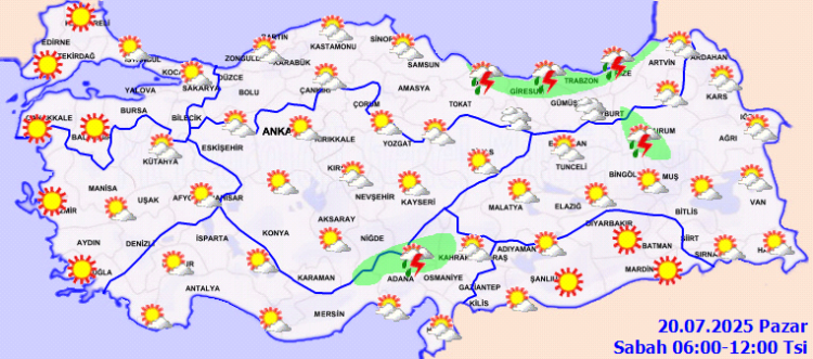 20 Temmuz Hava Durumu Tahmini