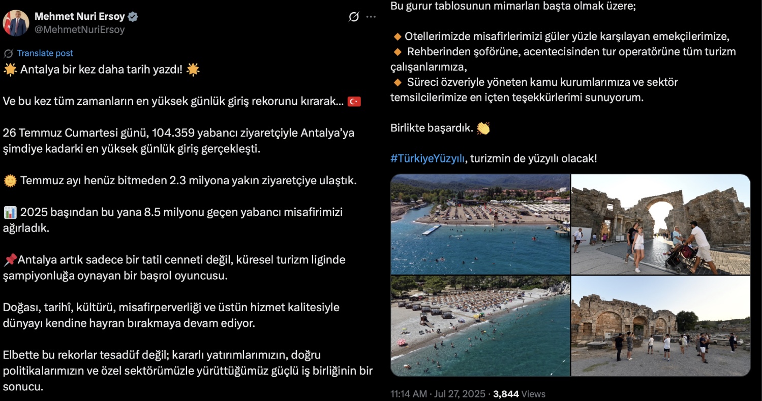 Antalya'nın küresel turizmde yeri