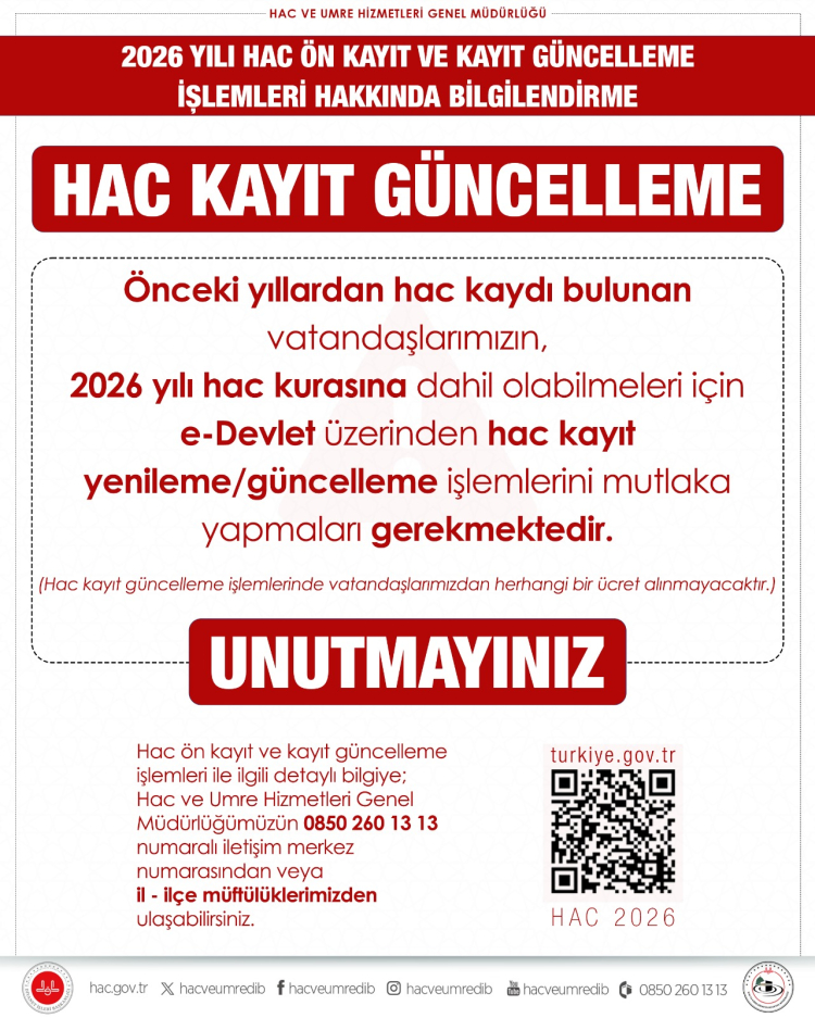 2026 Hac Kurası İçin Kayıt Zamanı!