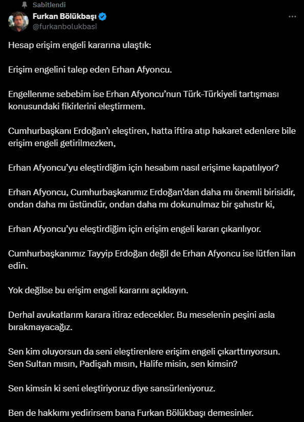 Furkan Bölükbaşı: “Türk-Türkiyeli Tartışmasına Yönelik Eleştirilerim Yüzünden Engellendim”