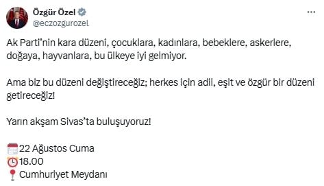 CHP liderleri Sivas mitingine davet etti