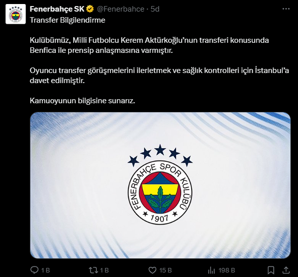 Kerem Aktürkoğlu, Benfica transferinde prensipte anlaşmaya varıldı