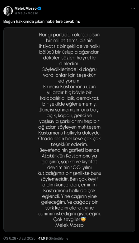 Melek Mosso Konseri Üzerine Kastamonu Tartışması: Siyasi Eleştiri ve Yanıtlar